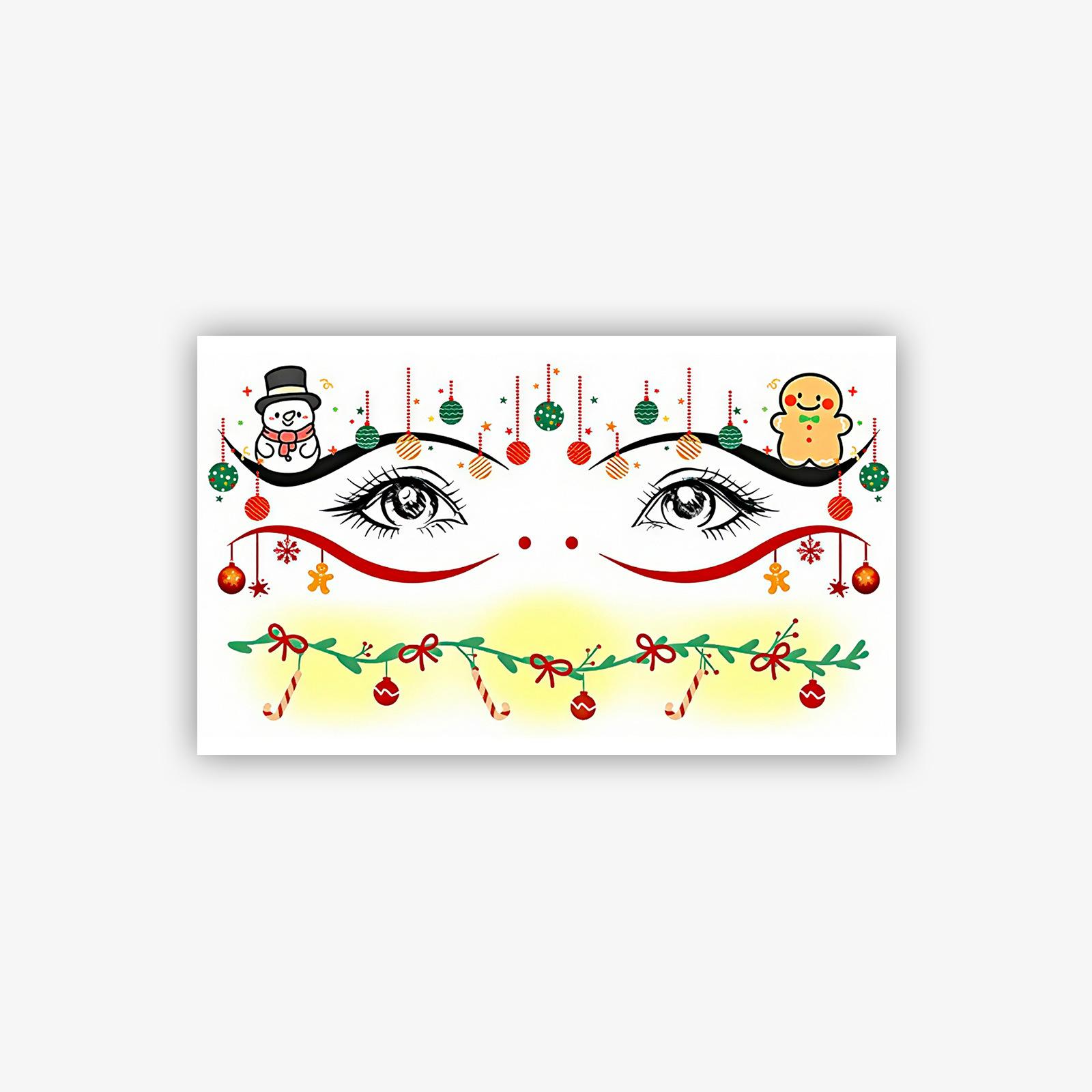 Christmas Makeup Face Sticker Cute Sweet Little Fresh Creative Christmas Day Temporary Tattoo Sticker 15*9
