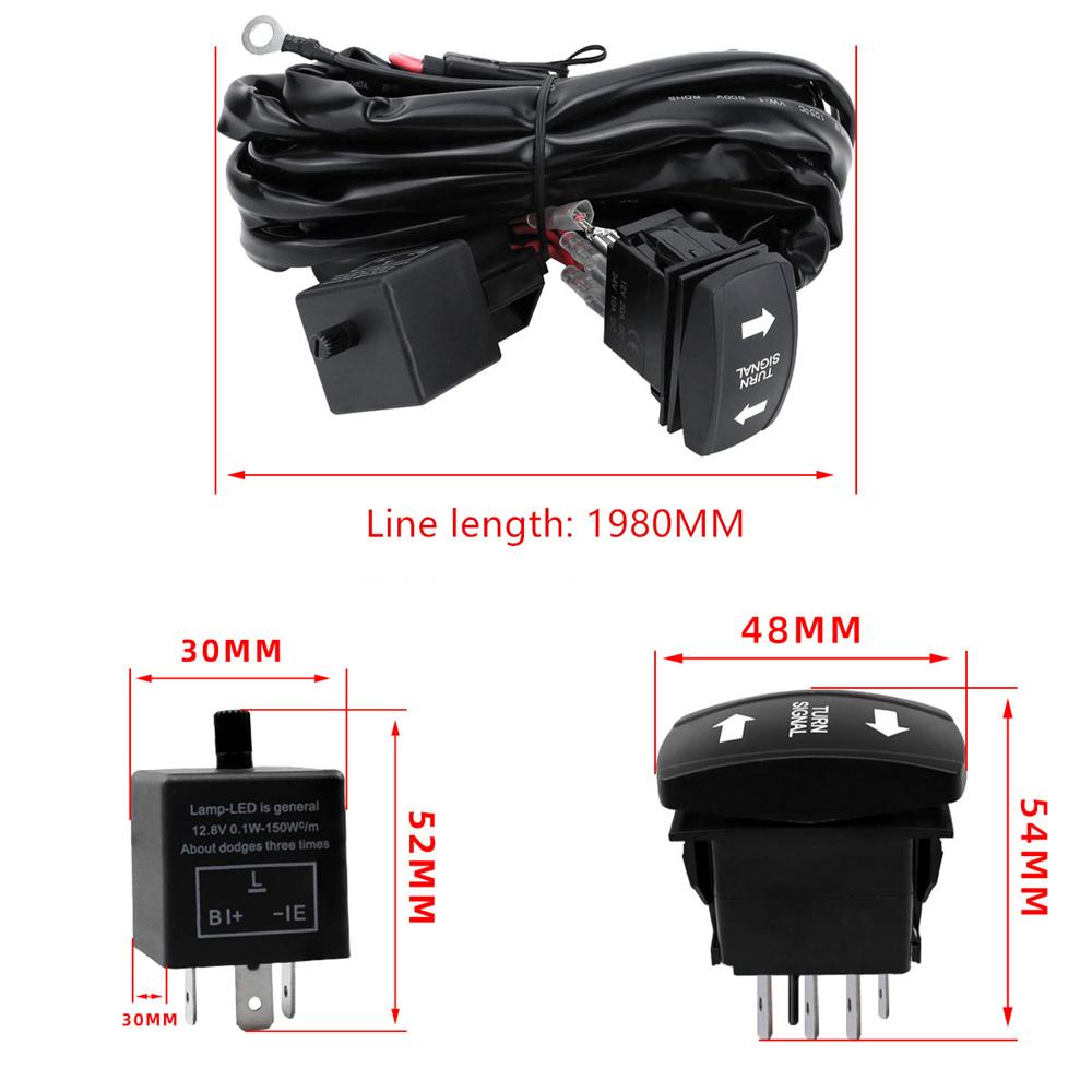 UTV Turn Signal Wiring Harness with Switch Relay Fuse For UTV ATV Polaris RZR Maverick X3 Talon