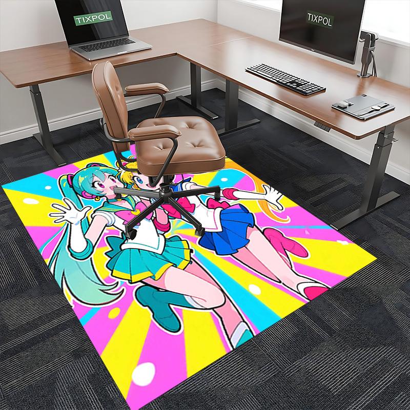 1pc Sailor Moon and Sailor Venus Anime Cartoon Design Office Chair Mat - Non-Slip Carpet for Home Decor, Suitable for All Seasons.O049