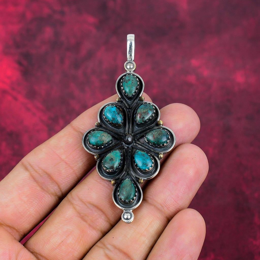 Chrysocolla Pendant, 925 Solid Sterling Silver Pendant Handmade Gemstone Jewelry, Gifts For Wife Brand New Pendant