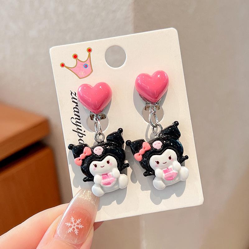 Children'S Ear-Free Ear Clips, Cute Girls' Pain-Free Earrings, Earrings, Cartoon Cartoon Girl Earrings, Jewelry.