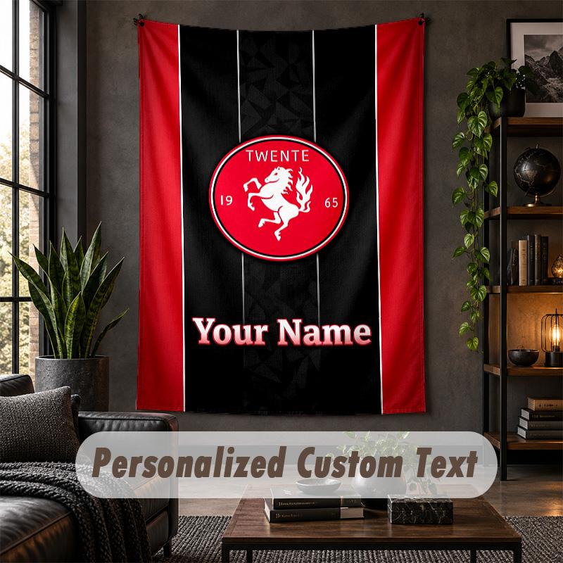 Arazzo da Parete Personalizzato, Testo Personalizzato FC Twente, Tessuto Morbido Arte da Parete per Decorazione Interna