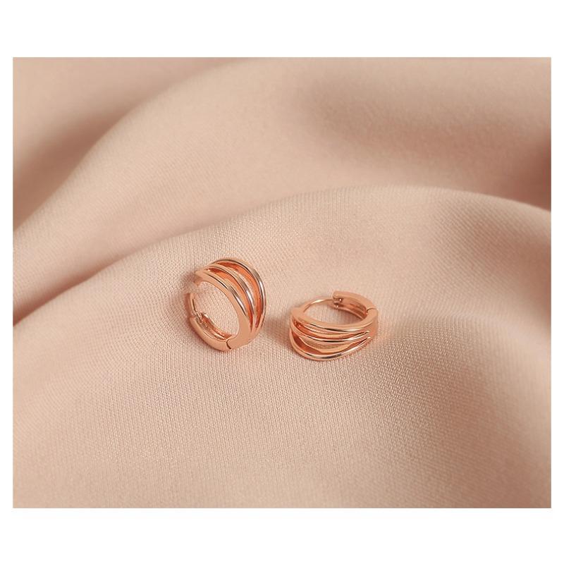 Women 925 Silver Needle Rose Gold Buckle Hoop Earrings Advanced Niche Ear Jewelry