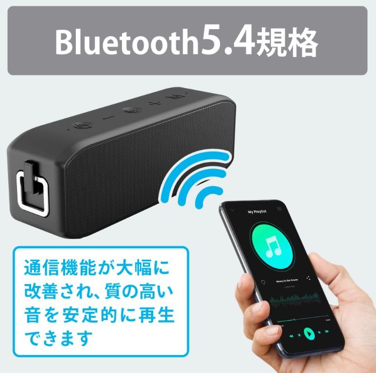 Bluetooth Speaker IPX7 Waterproof 45mm Speaker Passive Radiator Large Capacity Bluetooth Standard 3mA UX Cable Included Calling Up to 10 Hours of