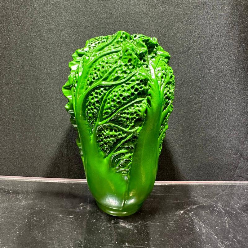 Ebony Carved Cabbage Ornament: Solid Wood Home Decor for Wealth and Prosperity
