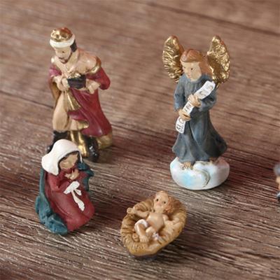 Christ Nativity Statue Scene Set Baby Jesus Manger Figurines Resin Crafts Miniatures Religious Ornament Church Gift Home Decoration