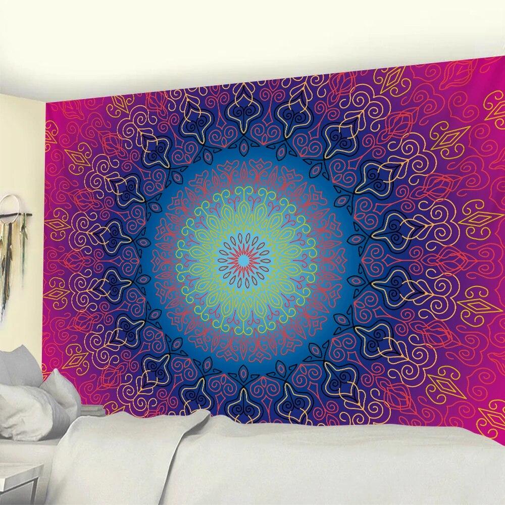 Mandala indiană Scenă psihedelic Home Decor Tapiserie Hippie Agățat de perete Covoraș de yoga boem Decor de perete pentru cameră