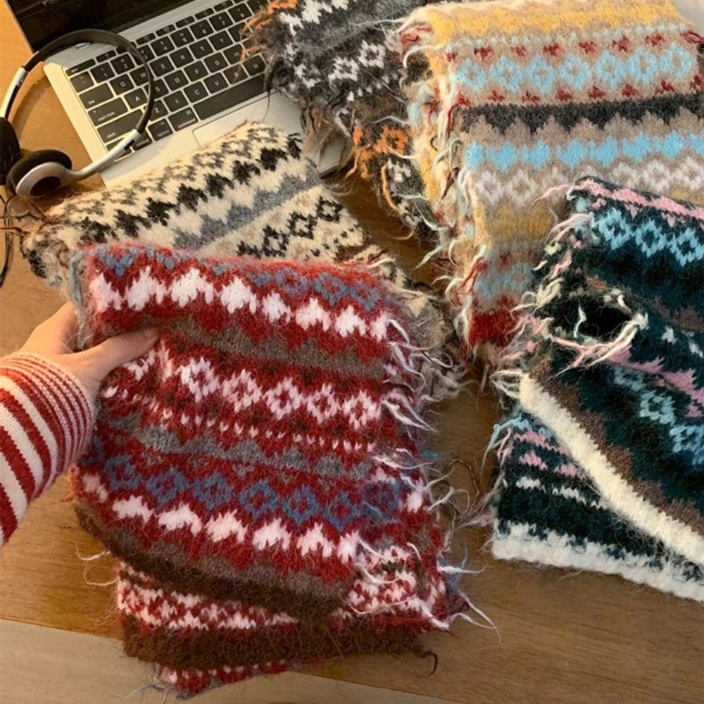Warm Jacquard Knitted Scarf Wool Winter Wool Neckerchief Fashion Fair Isle Style Scarf  Winter