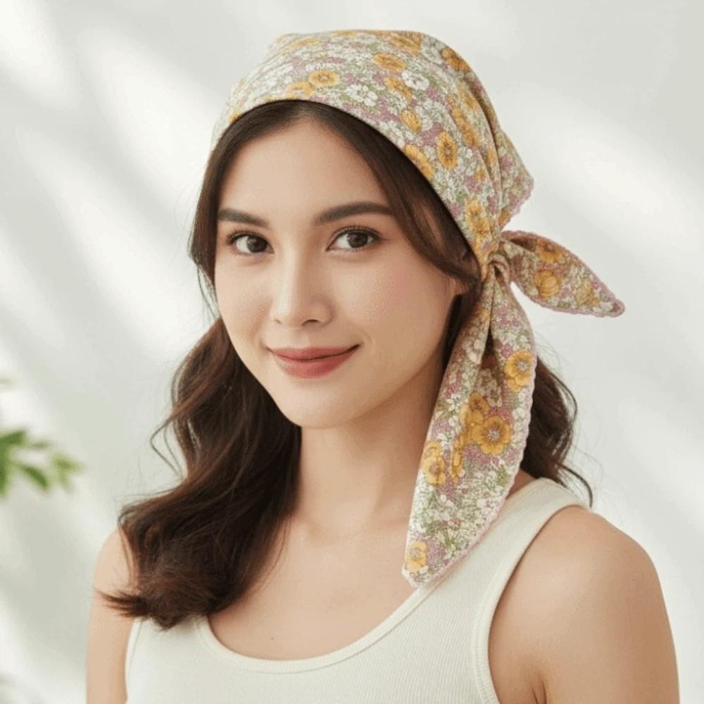 Sunshade Floral Patterned Headscarf Breathable Square Handkerchief  Clothing Accessories