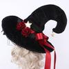 Black Curved Cone Witch Hat Gothic Lolita Women Cosplay Dress Hat Accessories Halloween Party Magical Clown Wizard Hat Decor