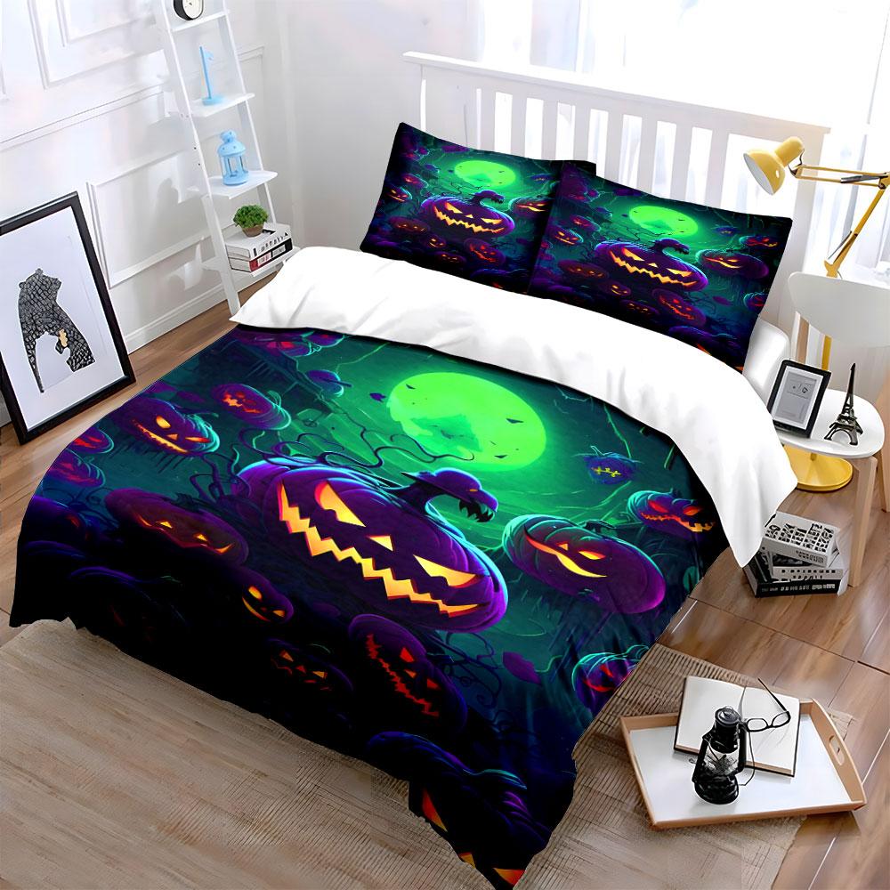 Glowing Pumpkin Enchantment Bedding Sets Duvet Cover Sets Duvet Covers Pillowcases(1*Duvet Cover 2*Pillowcases Without Duvet Insert)