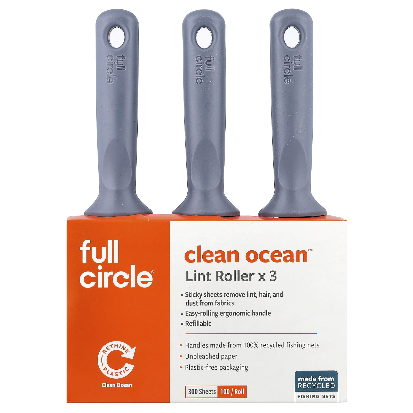 

Full Circle, Clean Ocean™ Lint Roller, 3 Pack, 300 Sheets