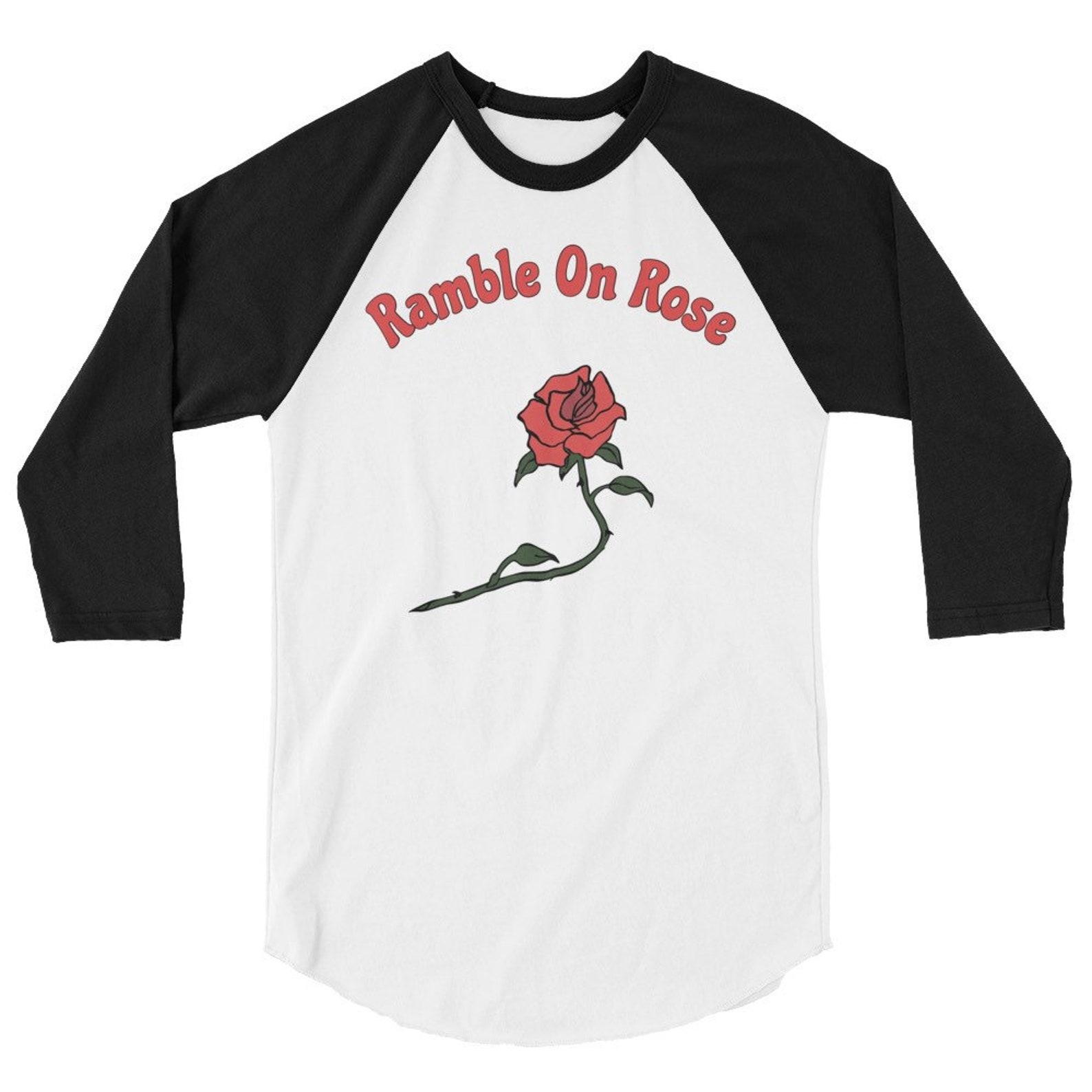 Ramble On Rose T-Shirt, Classic Rock, Hippie, Jam Band Gift, Jerry, Cornell 77 Tribute, Europe 72, Jam Band Merch, Music Fest, Rose Design XL
