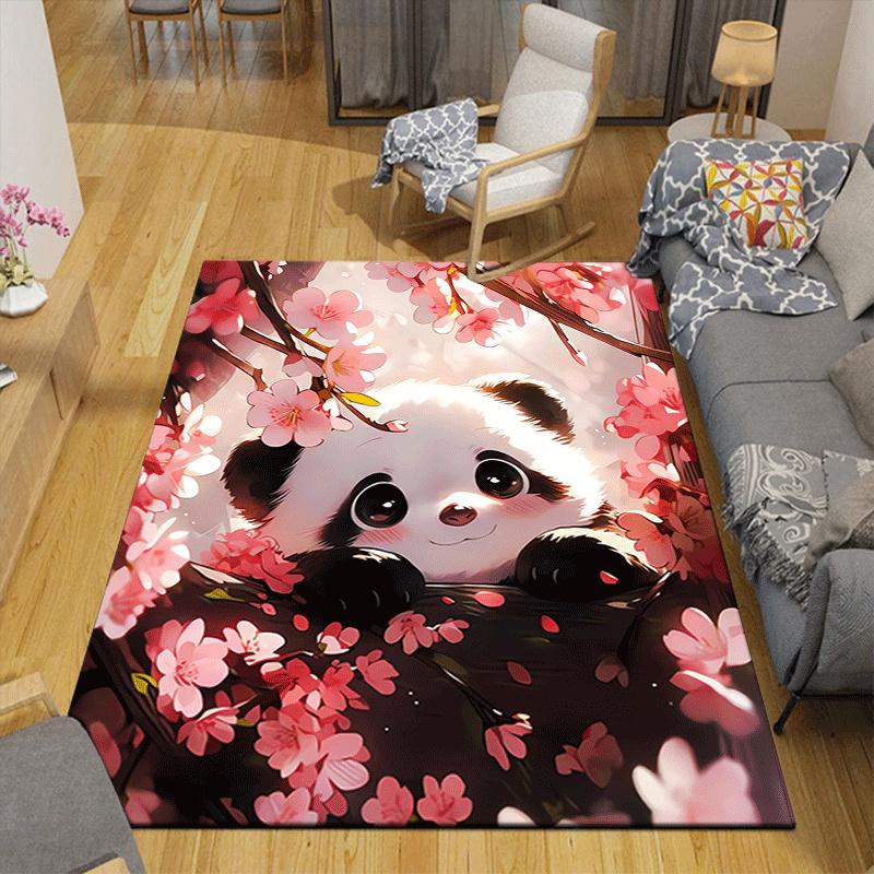 1pc Cute Panda Design Area Rug - Soft, Anti-Slip, and Durable Gaming Room Decor for Bedroom