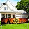 Halloween Courtyard Decorations Fence Banner, 118 x 20 Inch Large Yard Sign Banner Flag, Scary Durable Polyester Party Banners Backdrop Hanging
