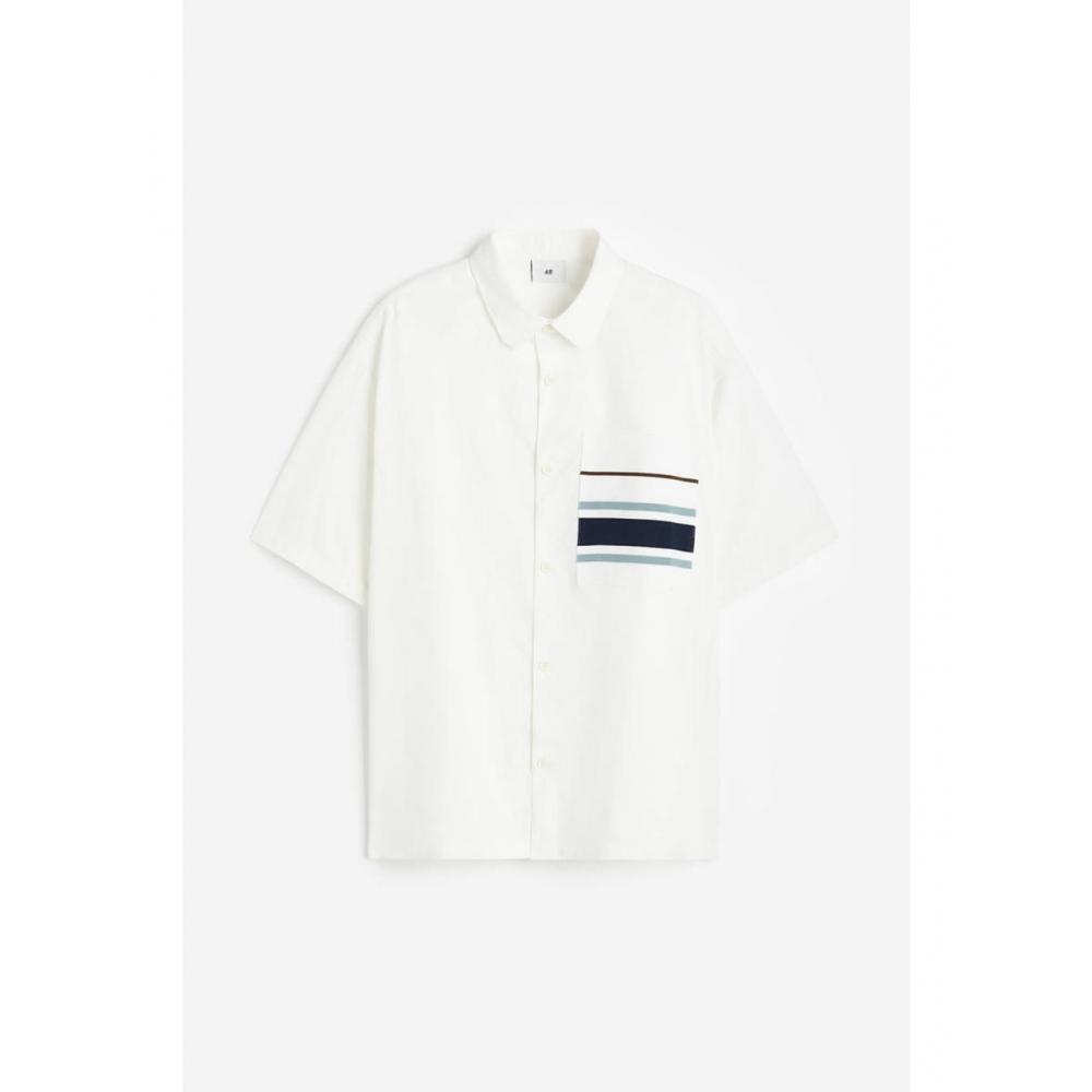 H M Loose Fit Pocket Detail sHirt wHite 1178844001