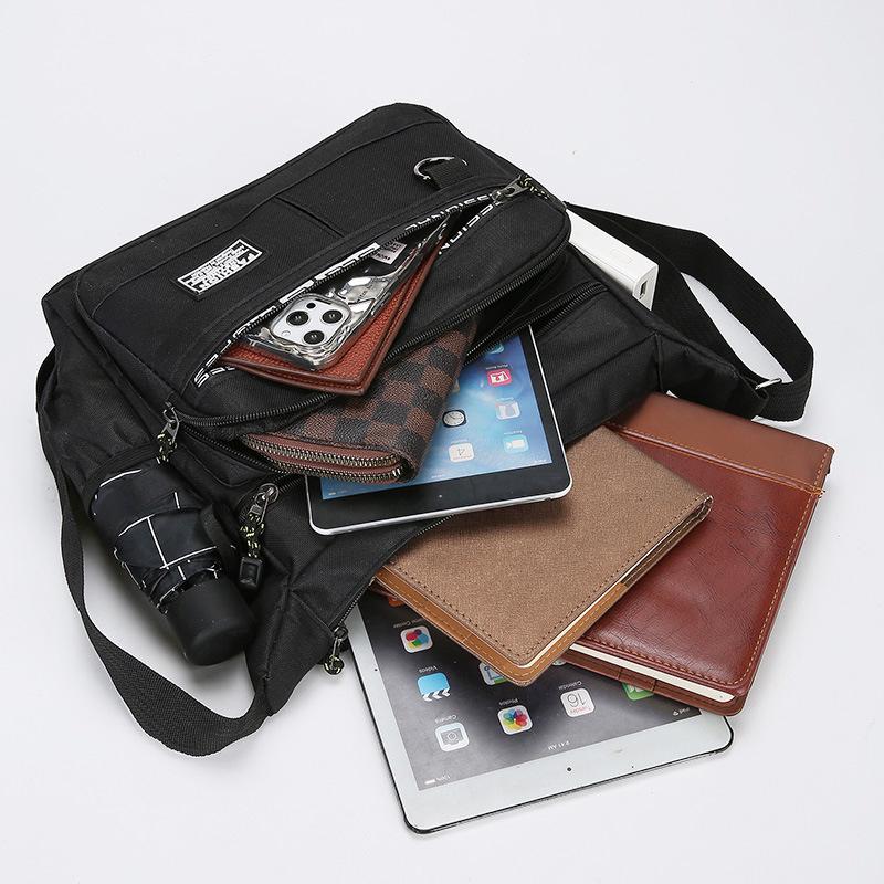 Simplified Men's Canvas Crossbody Bag - Multi-Compartment, Large Capacity, Outdoor Casual, Single Shoulder