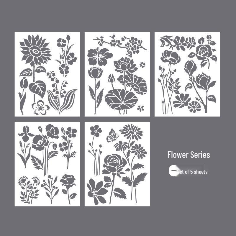 

Шаблон трафарета для рисования кружева с бабочками и цветами