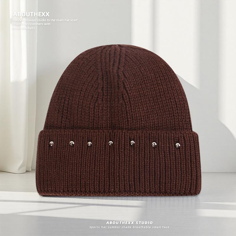 Warm Woolen Hat for Female Couple with Large Head Circumference and Small Face Revealing Knitted Hat  Outdoor Fashionable Pullover Cold Hat