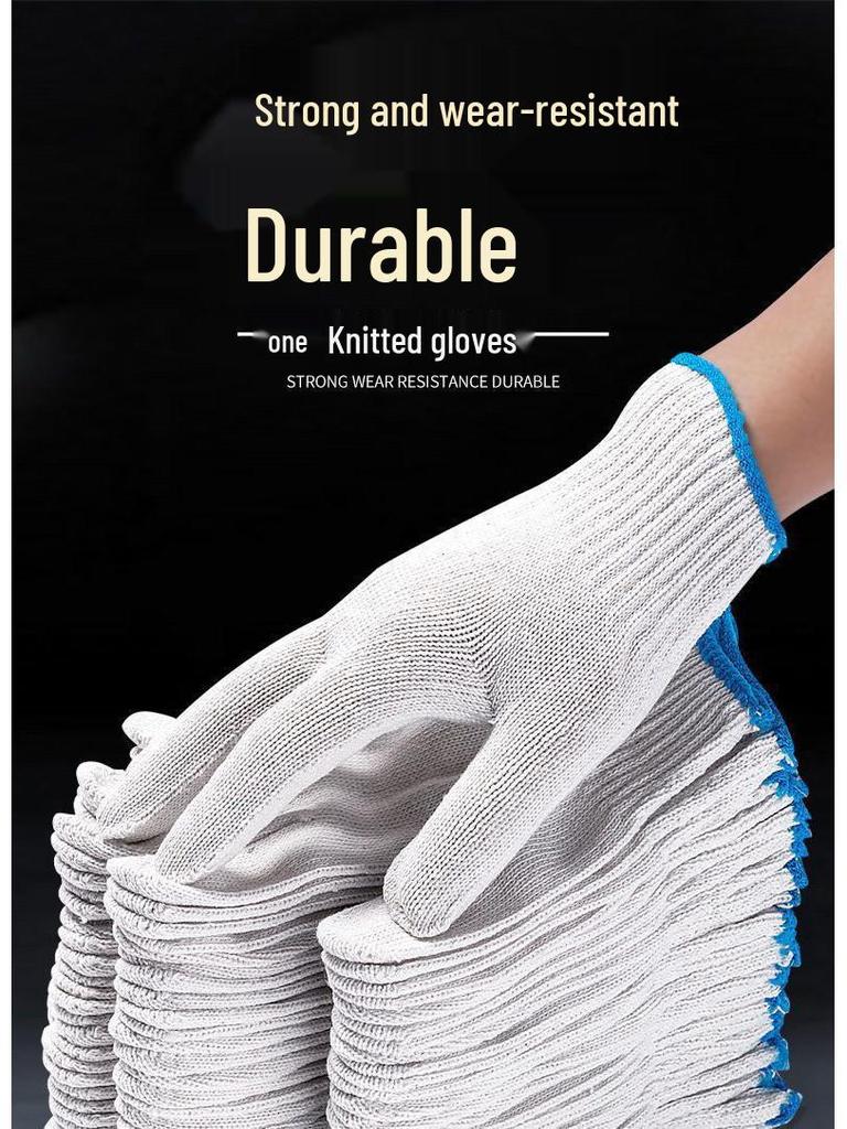 Durable Wear-Resistant Nylon Labor Gloves - Thickened Cotton Liners for Machinery & Construction, Unisex