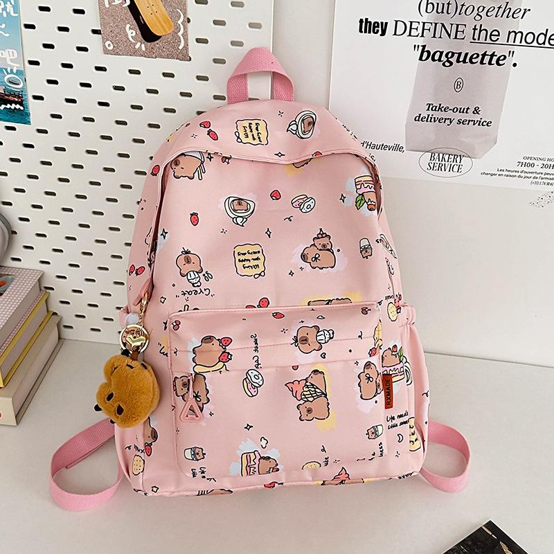Cute Capybara Printed Backpack ins Versatile Fashion Cartoon Middle School School Bag Women's Large Capacity Backpack