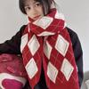 Luochi Knitting Red Plaid Scarf: New Year & Christmas Gift, Cozy Winter Neck Gaiter