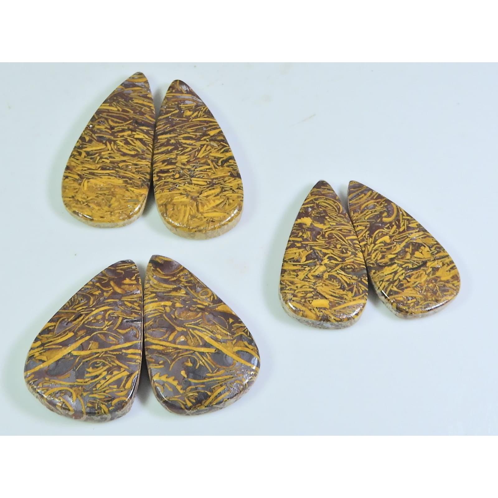 

27-33MM Natural Mariam Jasper Pear Matched Pair Loose Gemstone 3 Pair Lot A-614