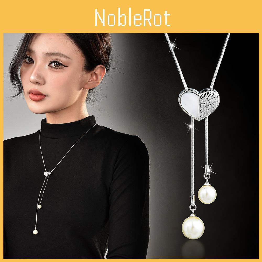 Contemporary Shaped Heart Magnetic Sweater Chain With Pearl Dangles For Style Womens