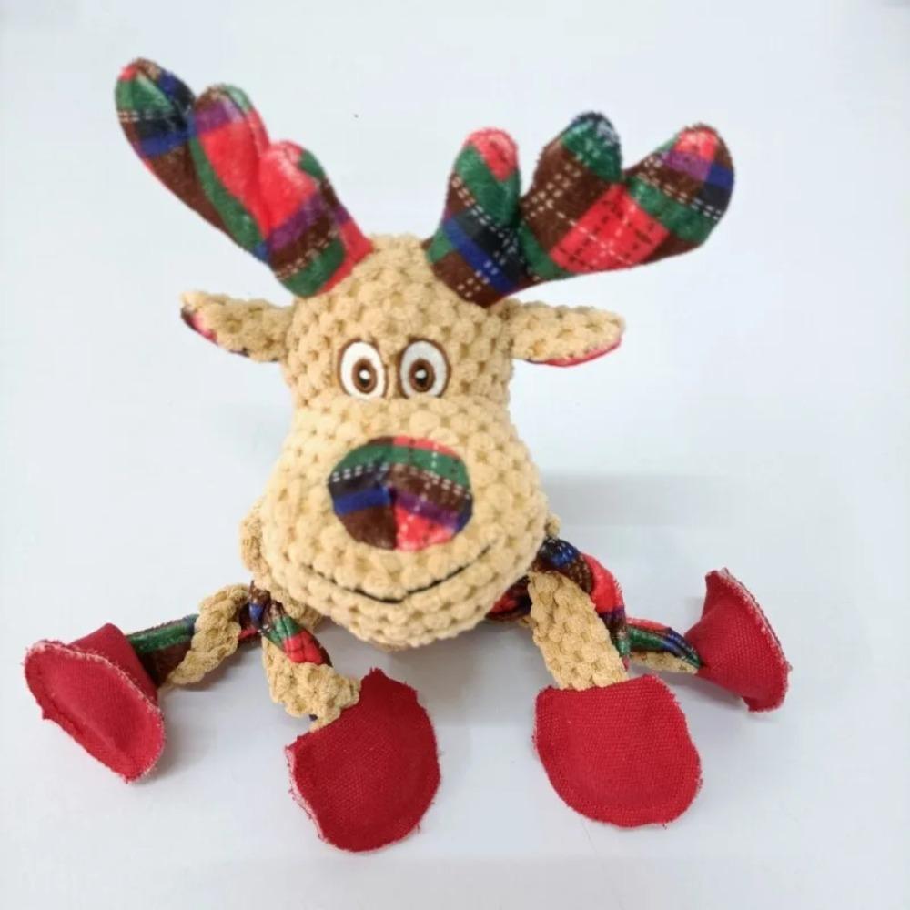 Christmas Dog Toys Plush Squeaking Toys Chewing Knot Teeth Grinding Interactive Artifact Improving Intelligence Deer Shaped Pets