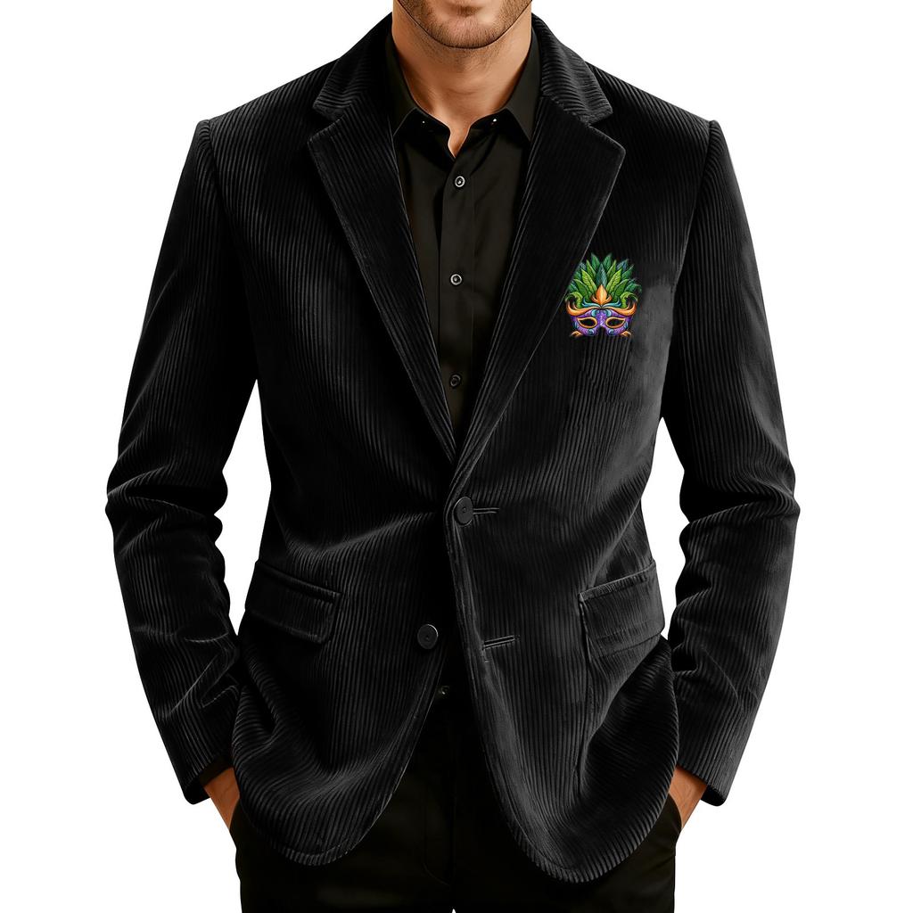 Men's Printed Corduroy Pocket Suit Jacket Cardigan Men's Casual Suit