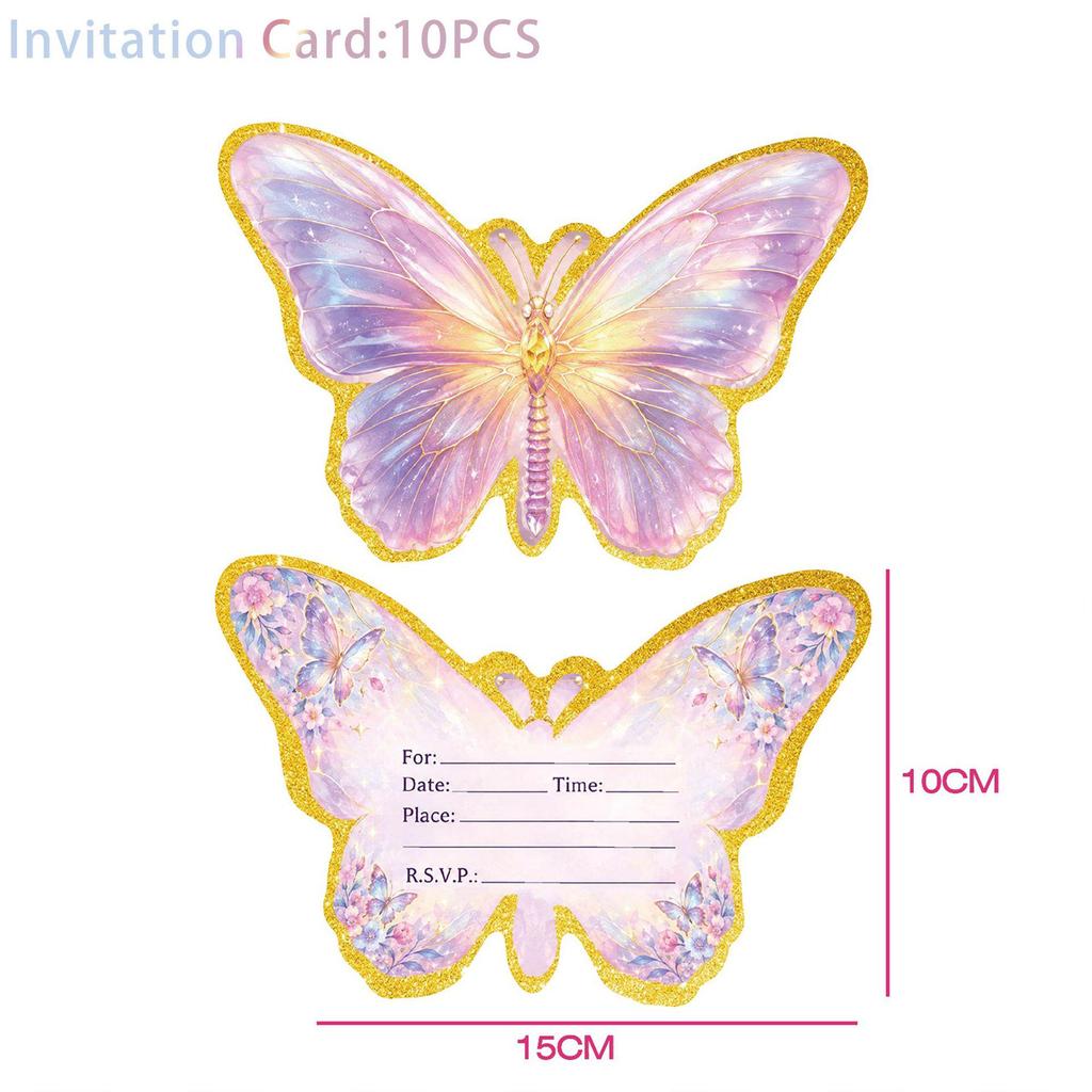 Pink Butterfly Birthday Party Supplies: Disposable Plates, Cups, Tablecloth, Banners, and Balloons for Girls