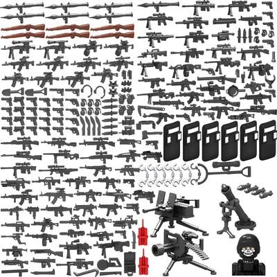 Non-Toxic 25/50/100/200Pcs Ww2 Military Weapons Soldier Police Gangster Swat Gun Mortar Building Blocks Figure Accessories Model Brick Toy