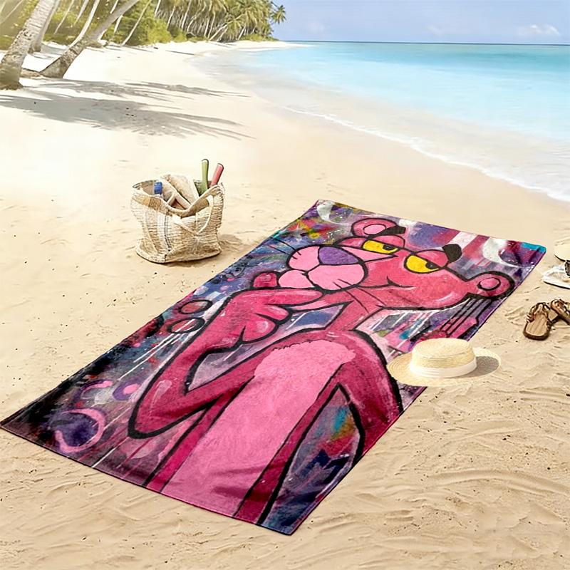Pink Panther Cartoon 2D Flat Print Beach Towel, Large Soft Quick Dry Towel for Beach Camping SwimmingXSTJ0915321