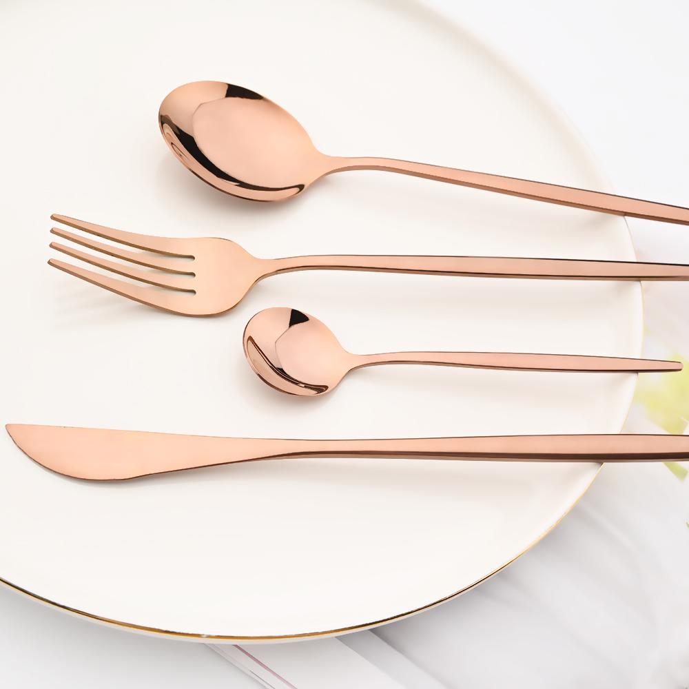 24pcs Stainless Steel Cutlery Set Knife Coffee Spoon Fork Dinnerware Set Mirror Durable Flatware Western Party Kitchen Tableware