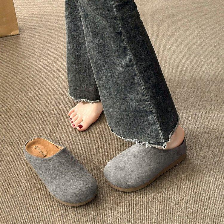 [Ushilai] French retro baotou one-pedal women's 2025 spring new soft-bottomed casual versatile half-slippers