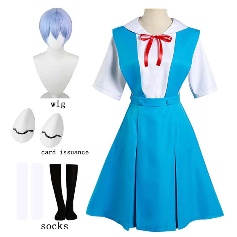 Rei Ayanami Cosplay Costume Asuka Langley Soryu Cosplay Girl Women School Uniform Dresses Wig Hair Clips Halloween Loli Clothing