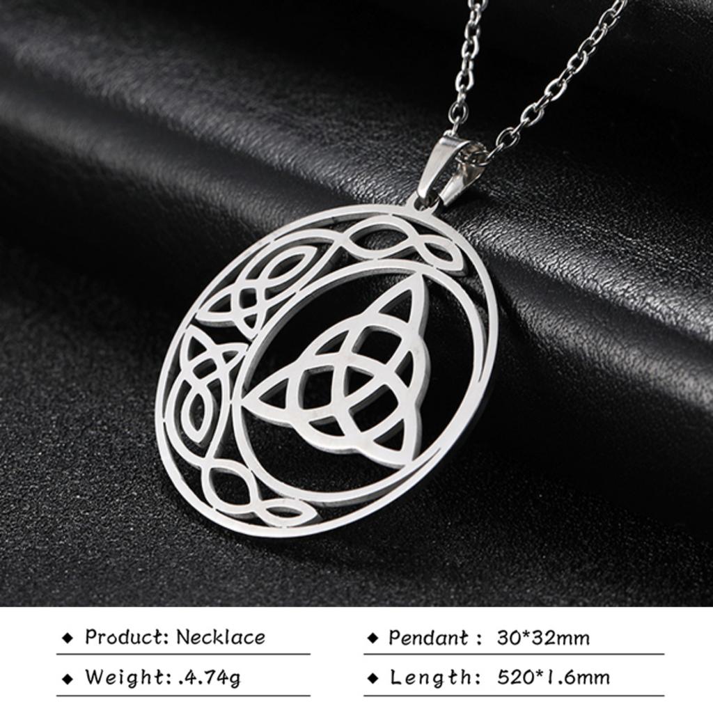 LIKGREAT Triquetra Symbol Pendant Necklace Stainless Steel Trinity Irish Celtic Witch Knot Amulet Religious Jewelry Gifts