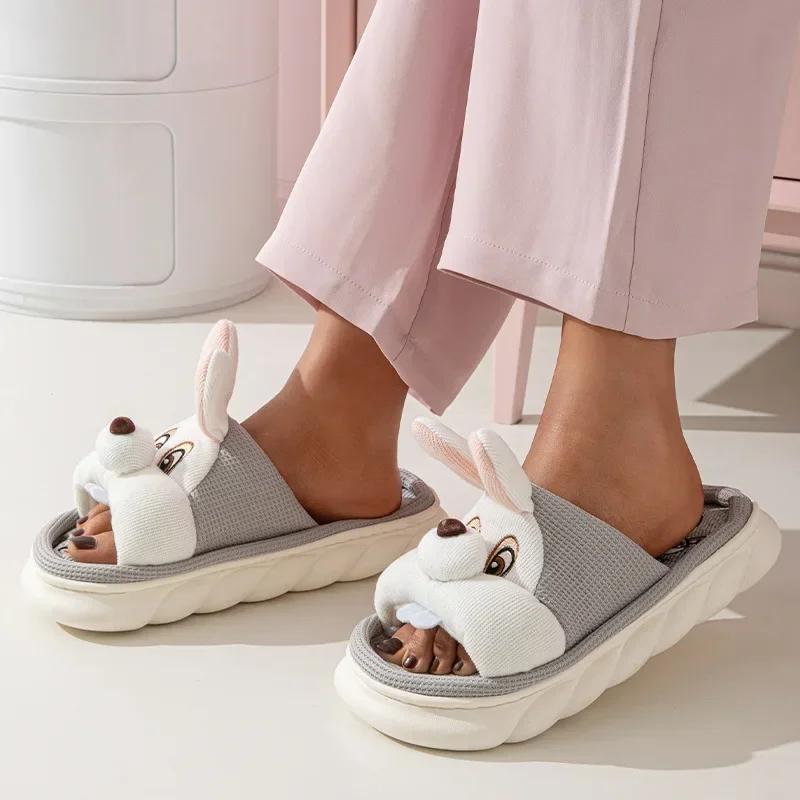 Mode Lässige Plateau-Slipper Damen Zuhause Niedlich Cartoon Hase Designer Schuhe Mädchen Flach Mode Beliebt Indoor Slipper Damen Offene Zehen