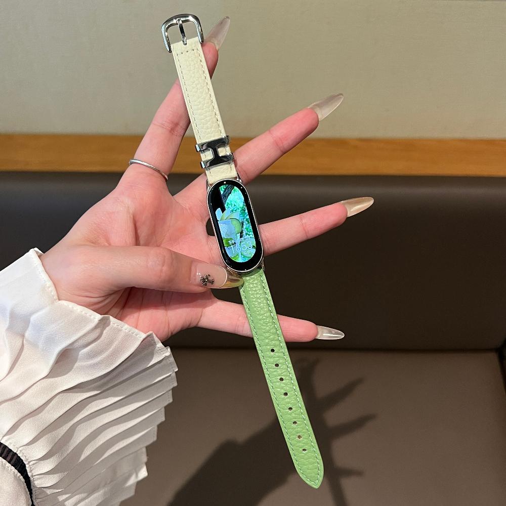 For Xiaomi Smart Band 10 Leather Watch Band Mi 9Pro New Design H Buckle Strap For Huawei Band 8/Fit4/Fit3 Cattle Hide Band Xiaomi Accessories