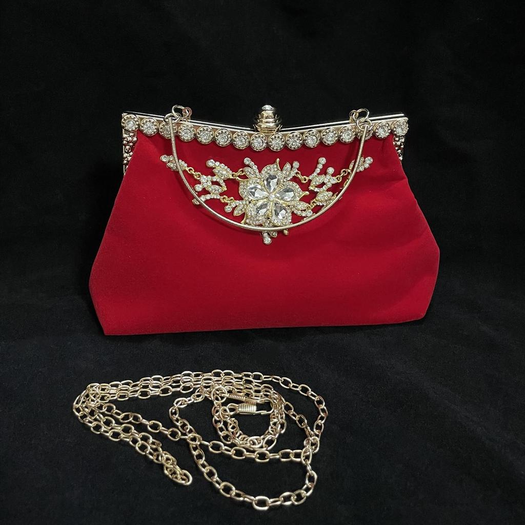 Vintage Sequin Velvet Banquet Clutch: Qipao, Handheld, Shoulder, Crossbody, Hanfu & Evening Gown Bag.