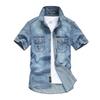 Camicia di jeans a maniche corte da uomo taglie forti con tasche - Stile casual da lavoro
