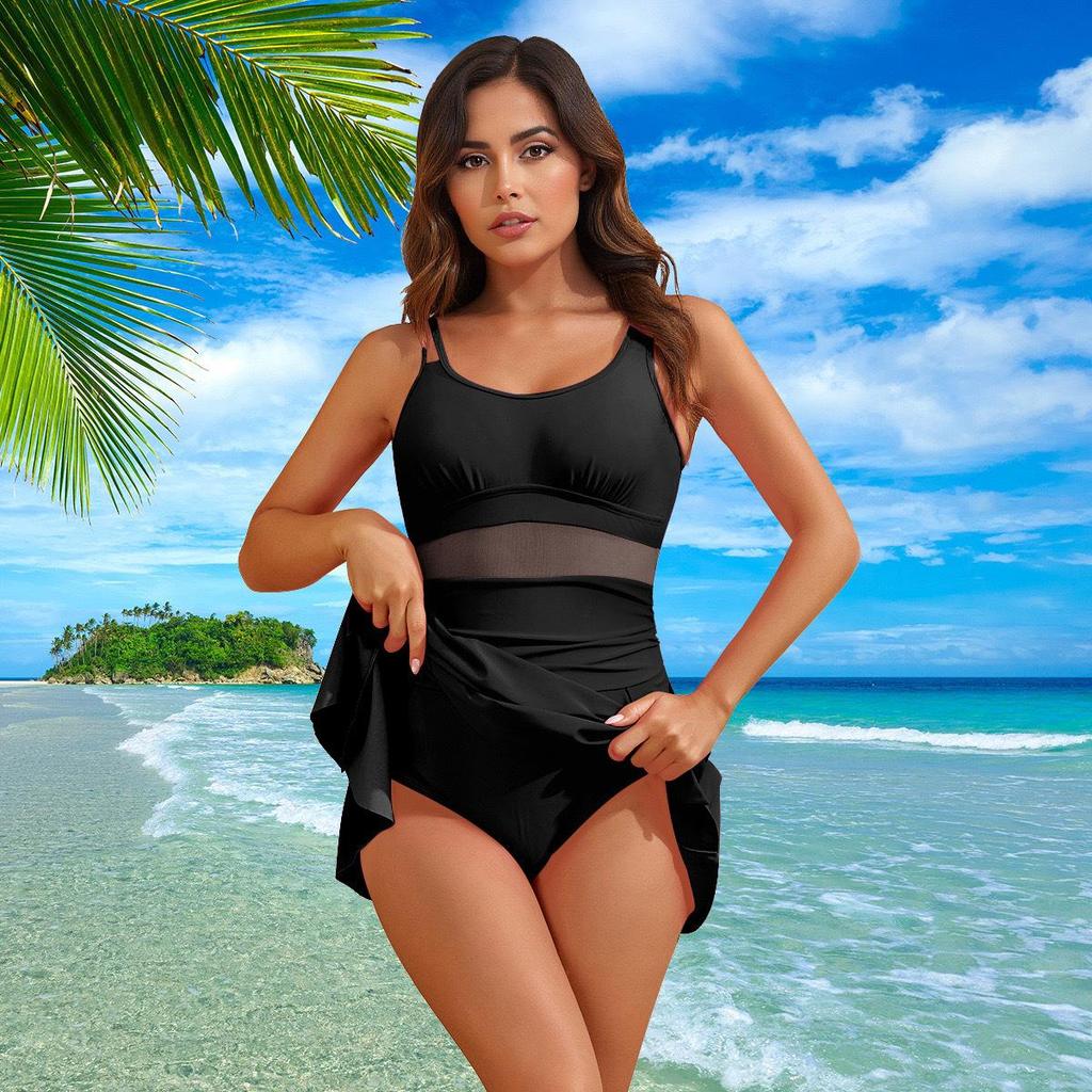 2025 European Slimming One-Piece Swimsuit - Conservative, Belly-Covering Vacation Tankini