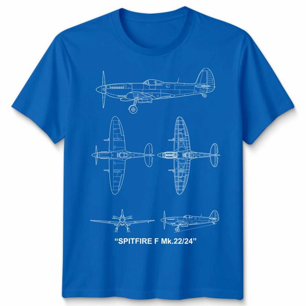 Fighter Aircraft Unisex T Shirt Technical Drawing Blueprint Ww2 Graphic Top