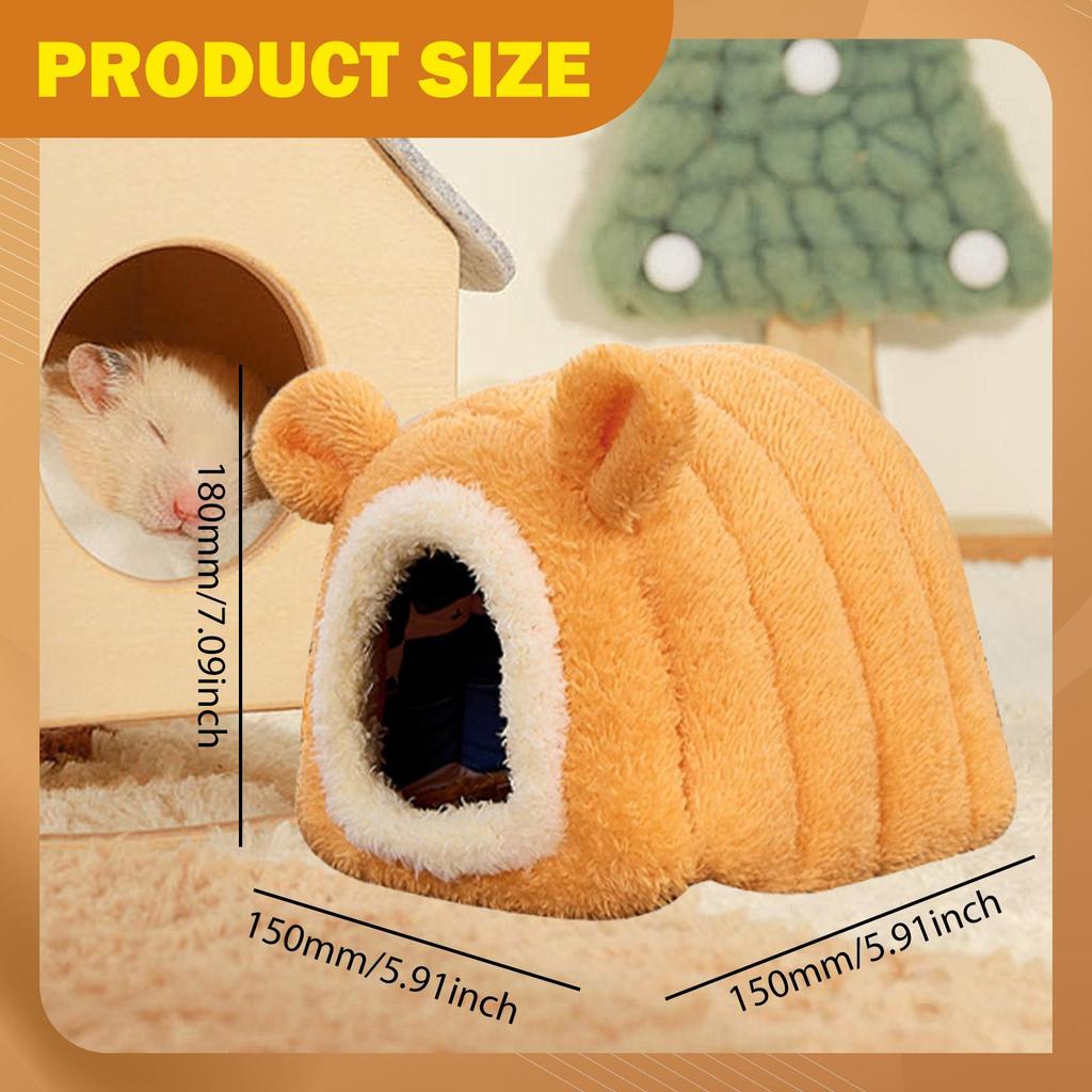 Hamster Bed Hideout House Hut Soft Warm Non Slip Guinea Pig House Cave Nest for Rat Bunny Sugar Glider Dwraf Hamster Chinchilla