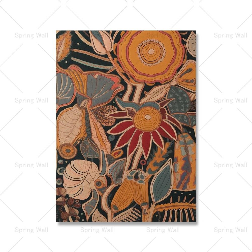 Bouquet di Fiori Astratti Stampa Floreale Botanica Poster Stile Moderno di Metà Secolo Pittura su Tela Boho Arte da Parete Immagine Decorazione per la Casa Senza Cornice