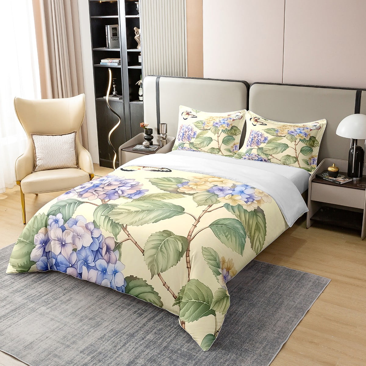 

Comforter Cherry Blossom Bedding Set Queen Sizecolorful Retro Flower Boho Girls Room Decororiental Asian Themed Soft Warm Comforter (quilt)-EU Single(135*200cm)3pcs