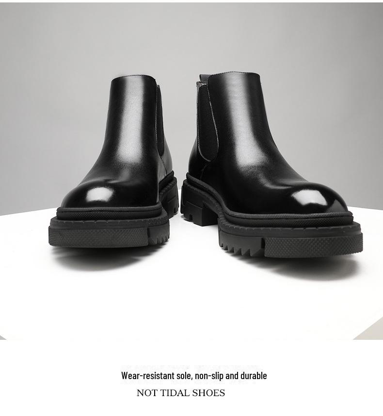 Men's Winter Cotton Martin Boots: British-Style, Mid-Cut Leather, Thick-Soled, Trendy Motorcycle Design