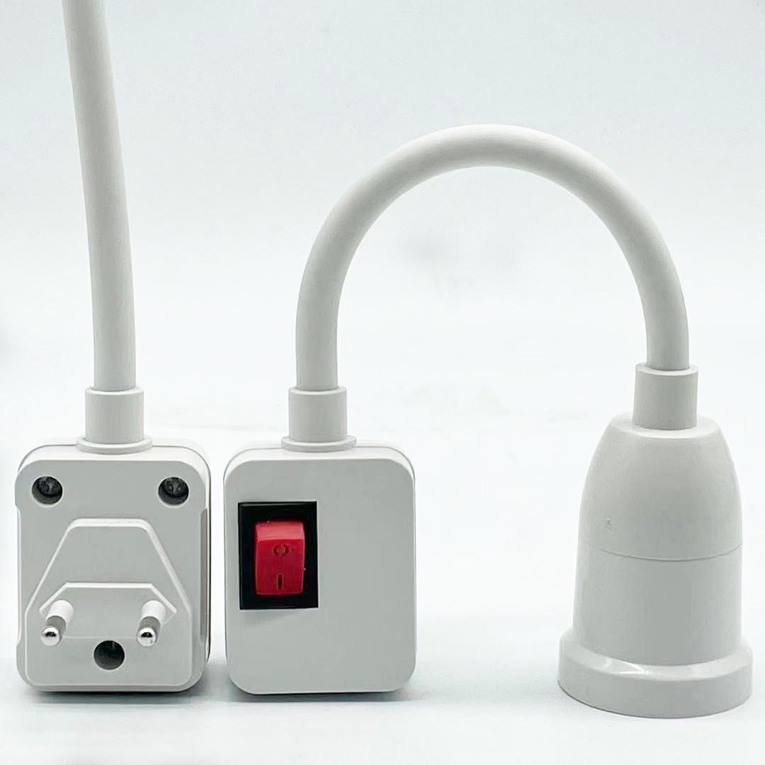 

1 шт. адаптер цоколя для лампы с переключателем, гибкий удлинитель для лампы, переходник для держателя лампы, подходит для ночника, прикроватной лампы, основания настенного светильника EU Plug