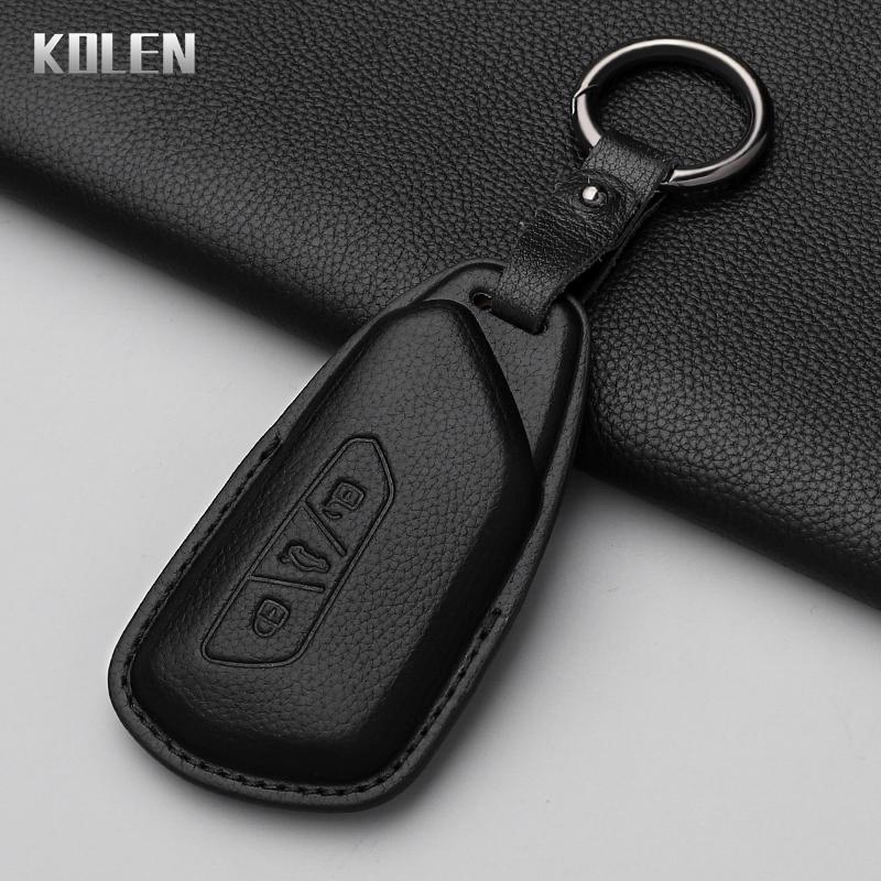 Genuine Leather Auto Key Fob Cover Case Housing Fit For Vw Volkswagen Golf 8 Skoda Octavia A8 Seat Leon Mk4 Protected Remote Key Ring Bag