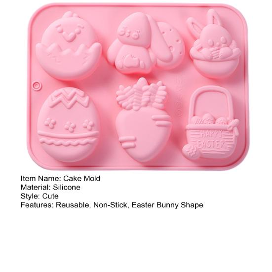 Easter Chocolate Mold Non-Stick Shape Silicone Baking Chocolates Candies Cake Mold Easter Bunny Cupcakes Candy Mold